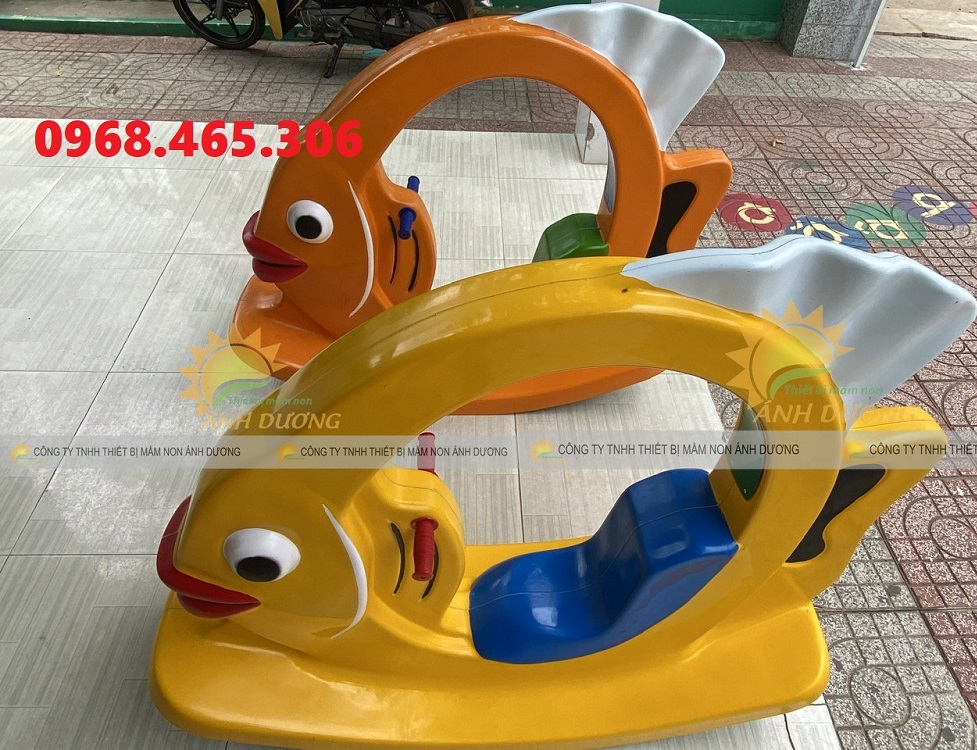 Bập bênh cá compossite, bập bênh lò xo trẻ em, bập bênh mầm non