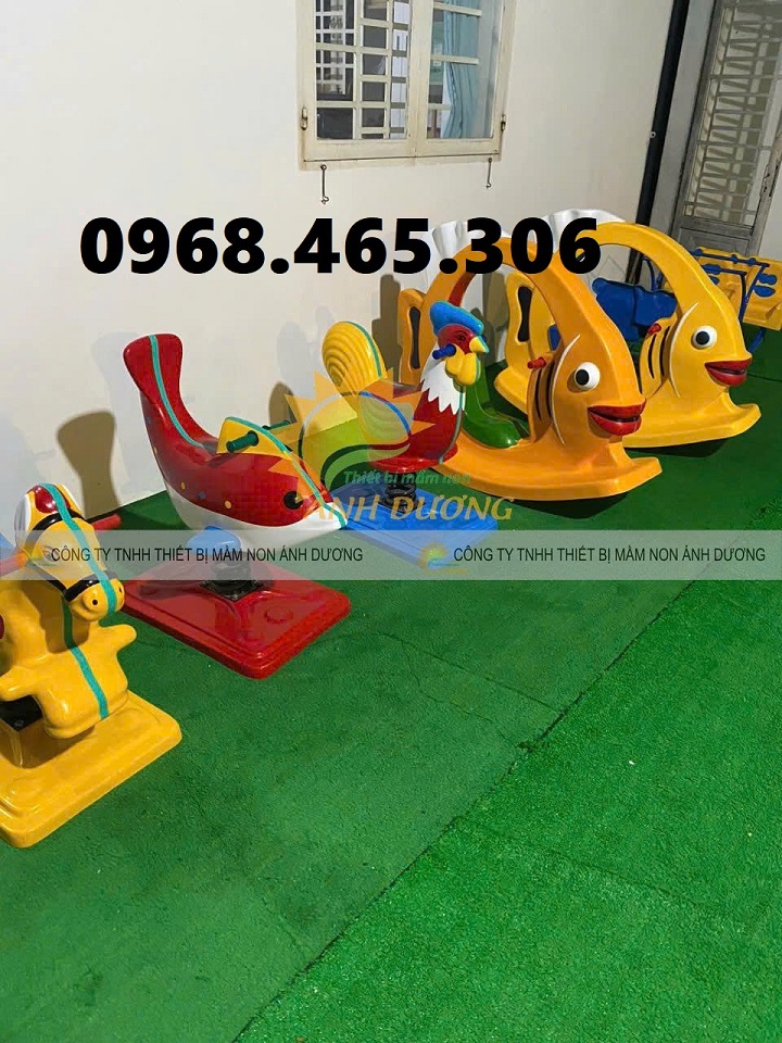 Bập bênh cá compossite, bập bênh lò xo trẻ em, bập bênh mầm non