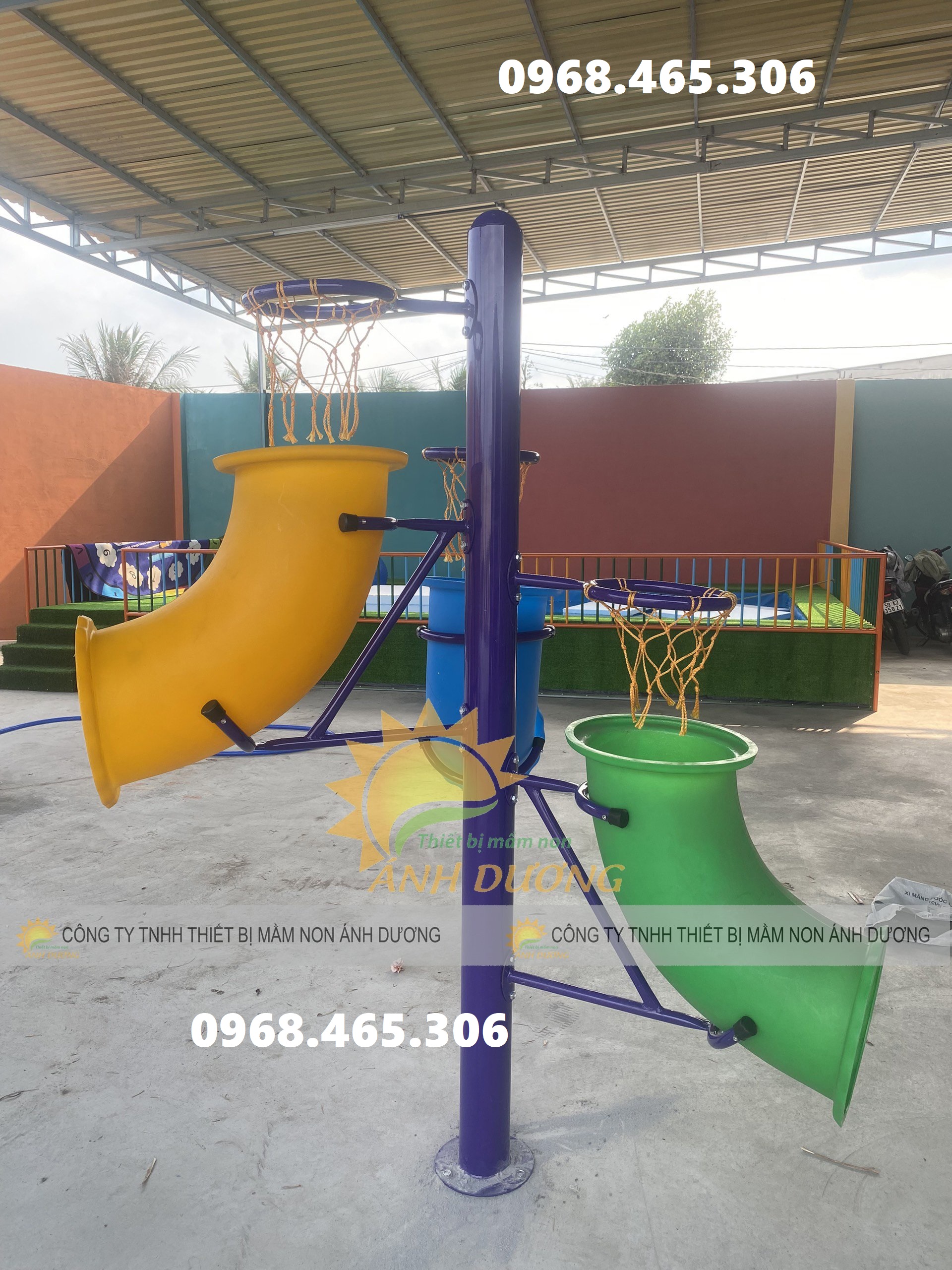 Trụ bóng rổ mầm non, trụ bóng rổ 3 vòng mầm non nhập khẩu