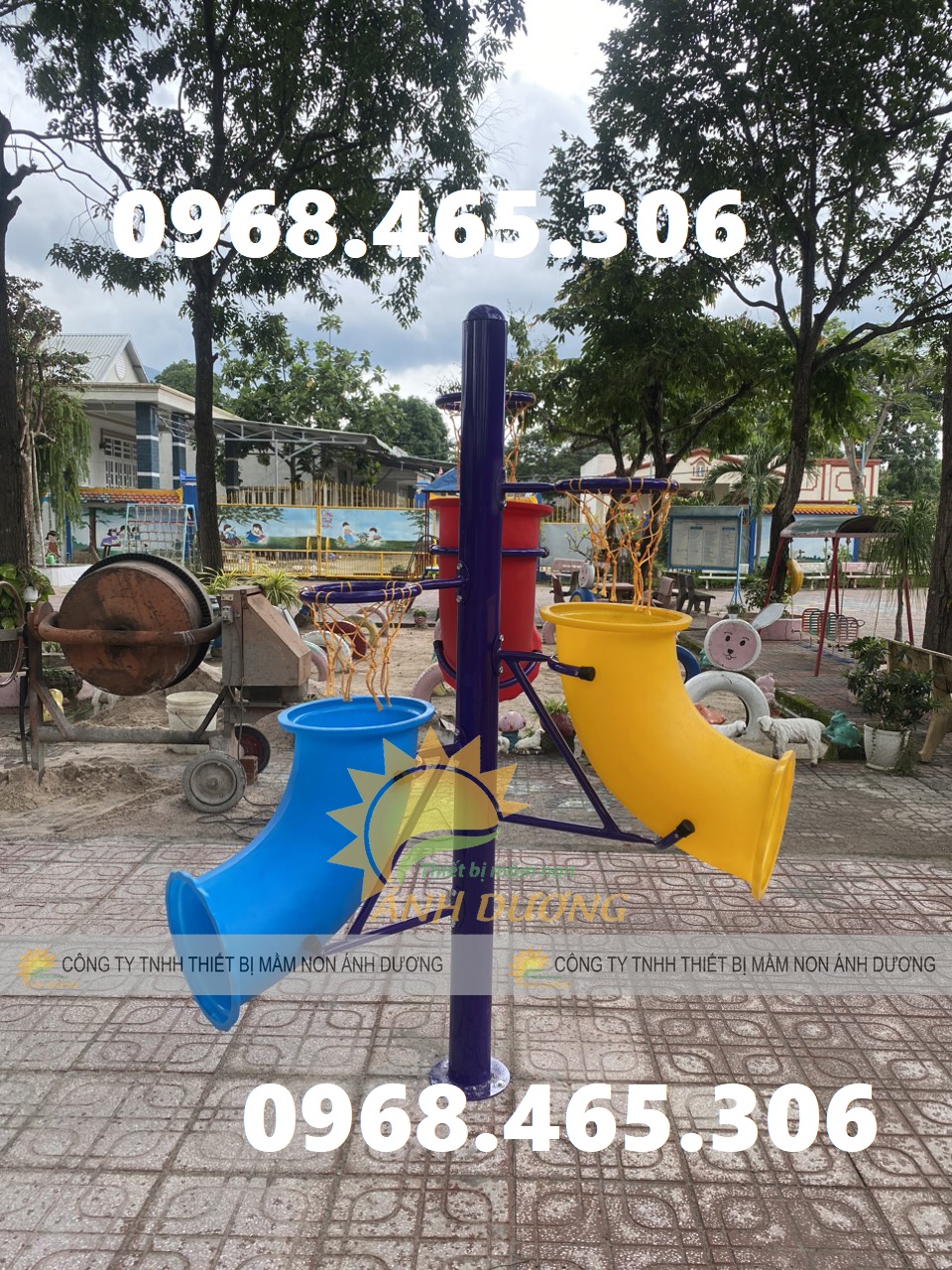 Trụ bóng rổ mầm non, trụ bóng rổ 3 vòng mầm non nhập khẩu