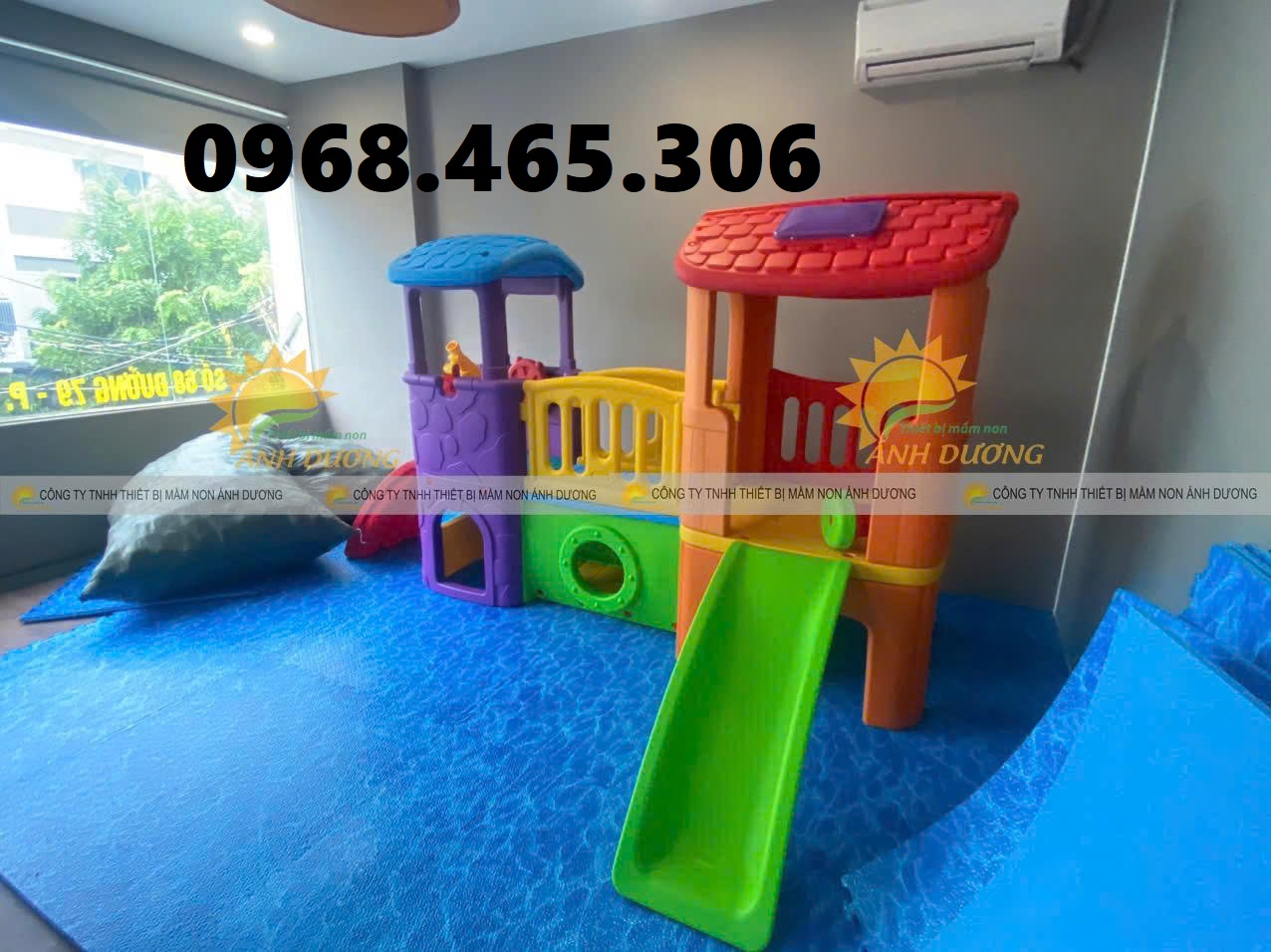 nhà khối cầu trượt trẻ em, bộ cầu trượt ngôi nhà cho bé