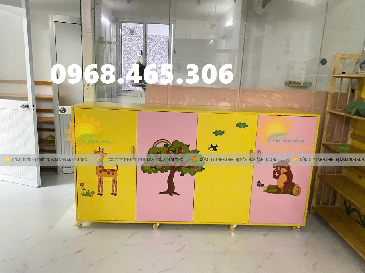 Tủ chăn gối màm non, tủ đựng chăn gối trẻ em mầm non