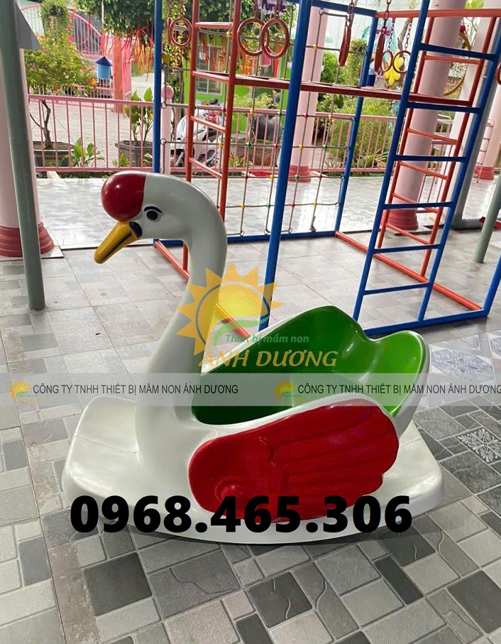 Bập bênh lò xo 2 chỗ ngồi, bập bênh thiên nga mầm non, bập bênh cho bé