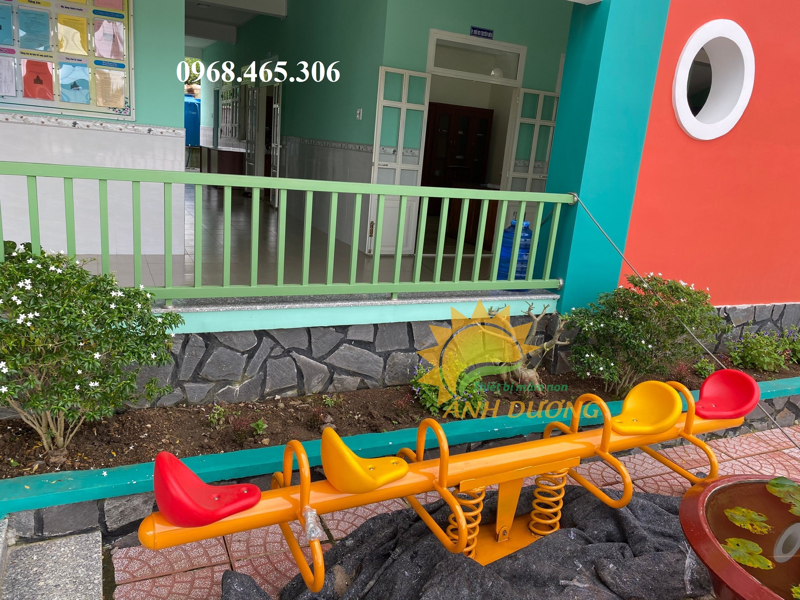 Bập bênh lò xo 2 chỗ ngồi, bập bênh lò xo trẻ em, bập bênh mầm non