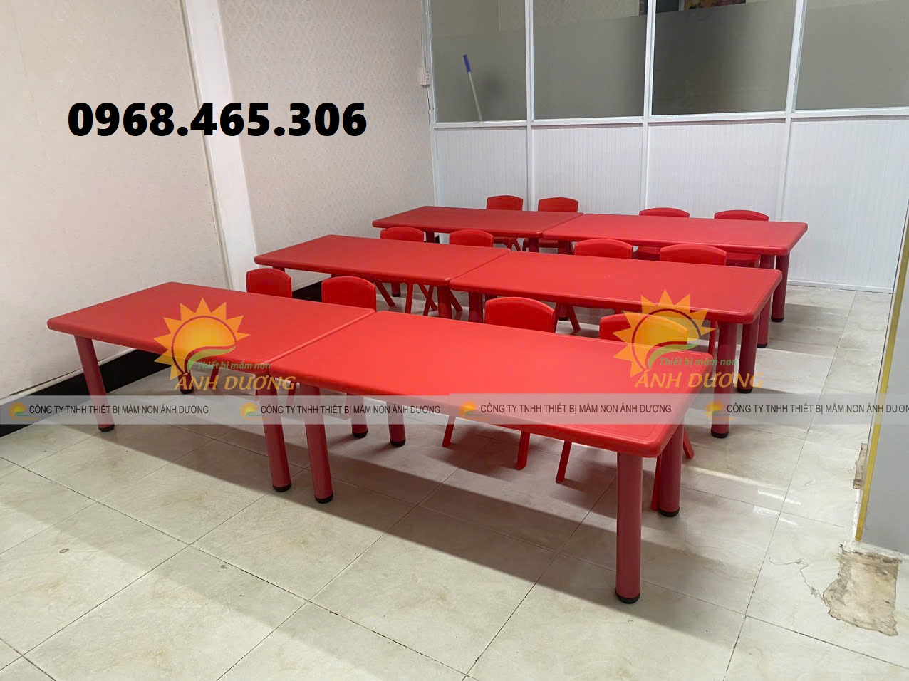 Bàn chữ nhật mầm non, bàn nhựa mầm non nhập khẩu, bàn ghế mầm non