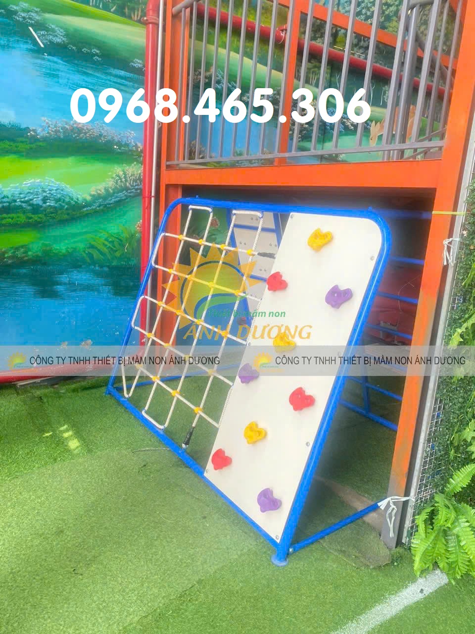 Thang leo mầm non, xích đu mầm non ngoài trời, cầu trượt trẻ em