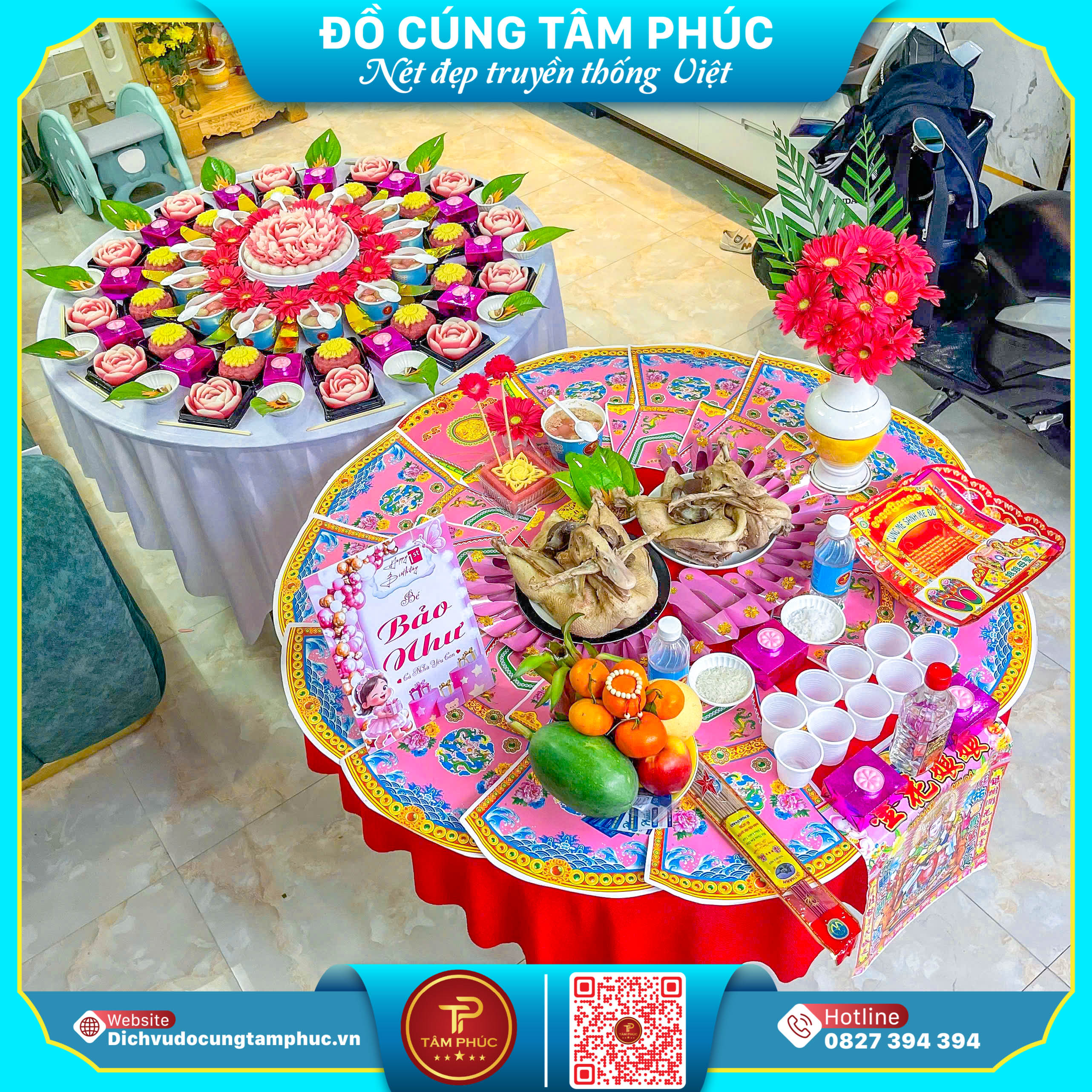 Tone Màu Hot Với Mâm Cúng Mụ Cho Bé Tại Đồ Cúng Tâm Phúc