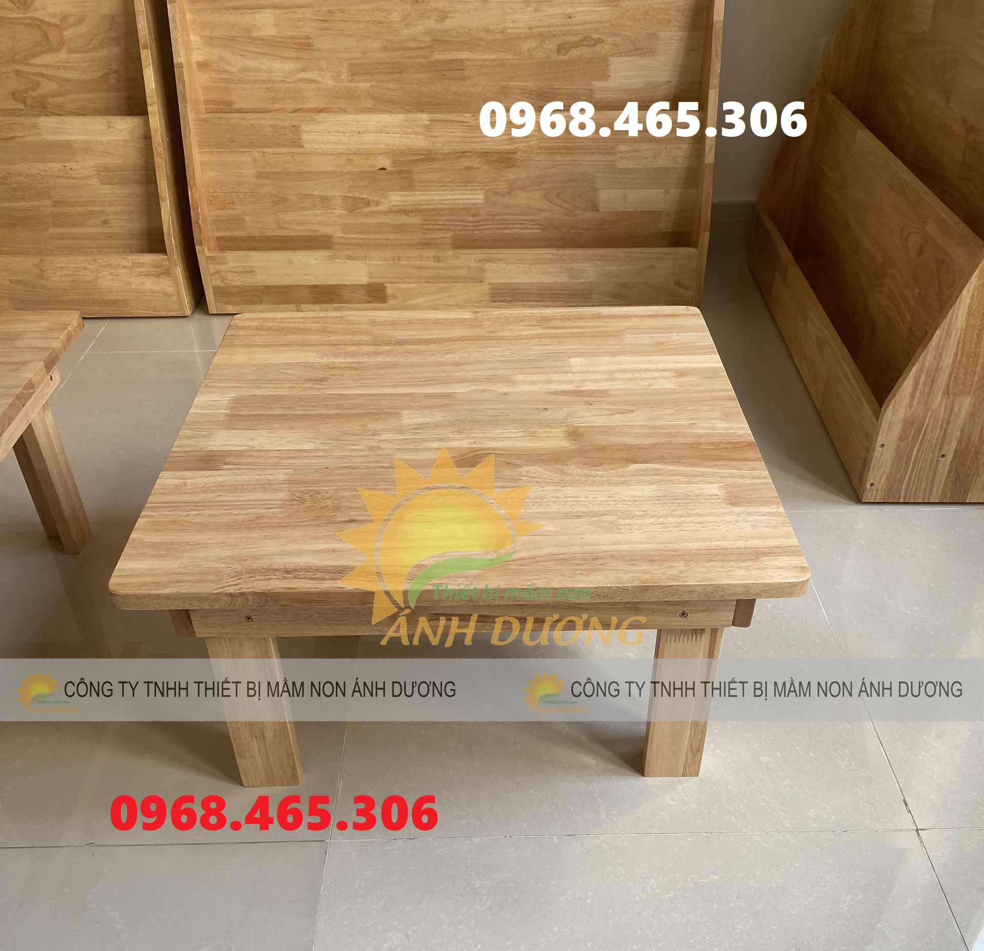 Bàn gỗ chữ nhật mầm non, bàn gỗ vuông mầm non, bàn gập chân mầm non