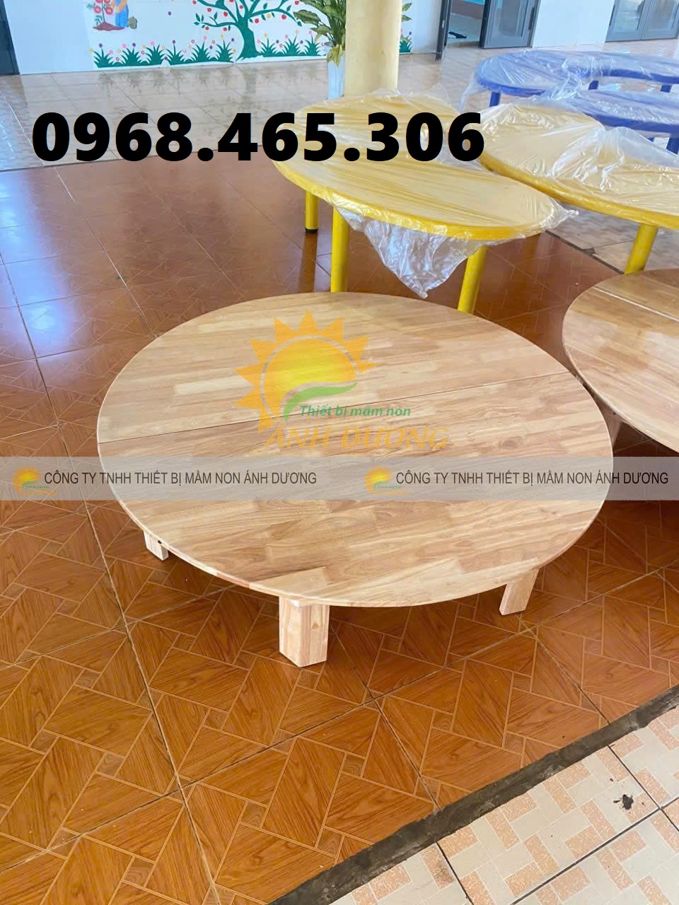 Bàn gỗ chữ nhật mầm non, bàn gỗ vuông mầm non, bàn gập chân mầm non