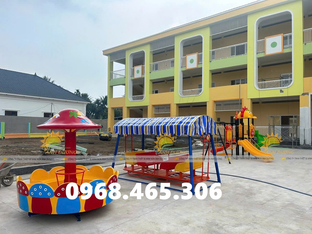 Đu quay mầm non, đu quay ngựa trẻ em, mâm xoay trẻ em 5 chỗ ngồi