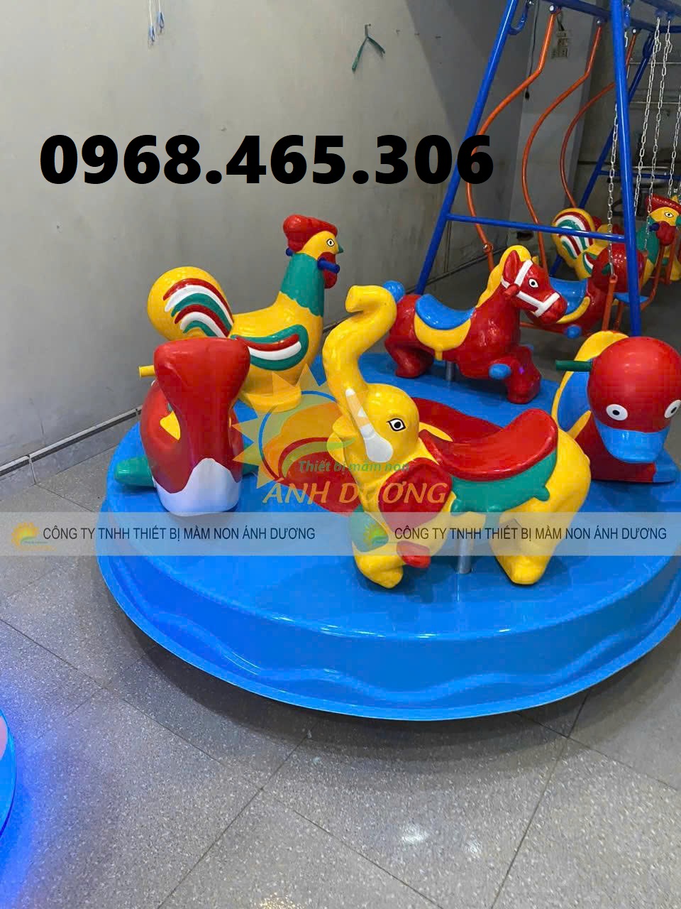 Đu quay mầm non, đu quay ngựa trẻ em, mâm xoay trẻ em 5 chỗ ngồi