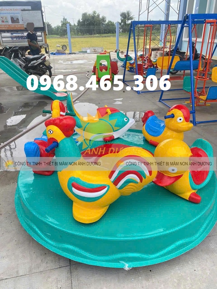 Đu quay mầm non, đu quay ngựa trẻ em, mâm xoay trẻ em 5 chỗ ngồi