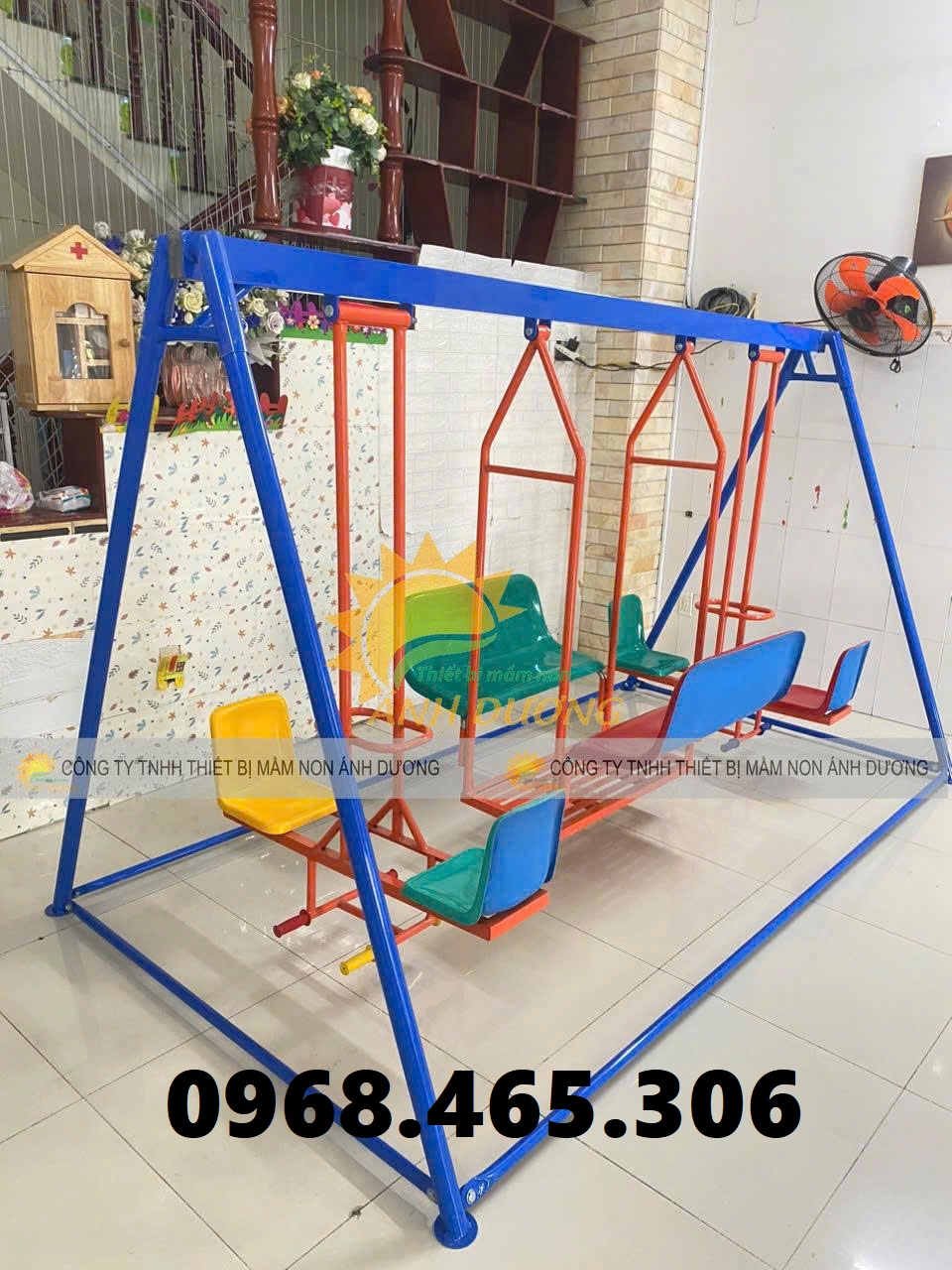 Xích đu mầm non, xích đu đôi trẻ em, xích đu 3 dạng 8 chỗ ngồi