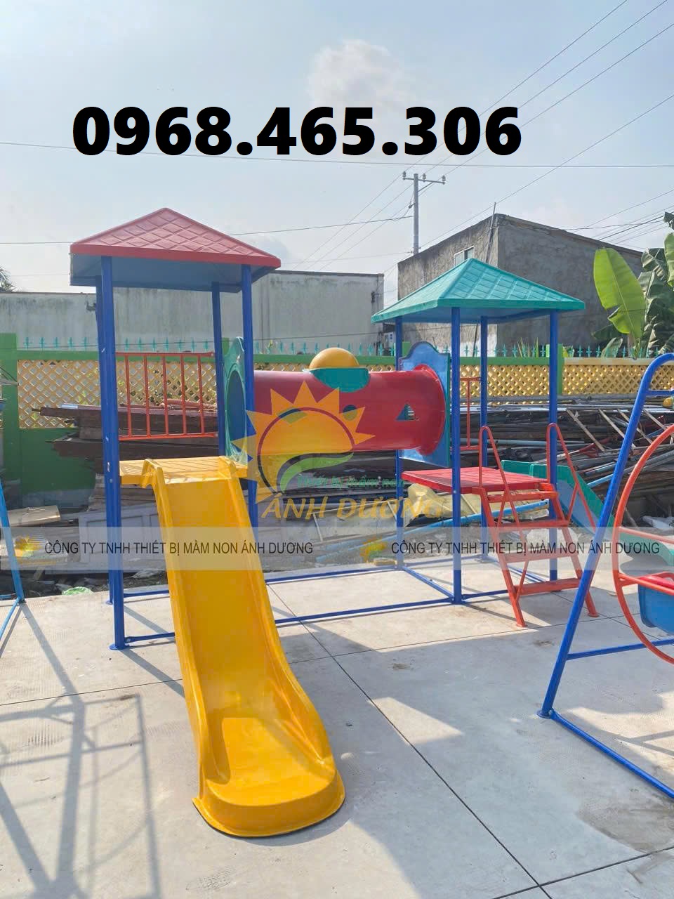 Cầu trượt mầm non, cầu trượt 2 máng song song, cầu trượt trẻ em