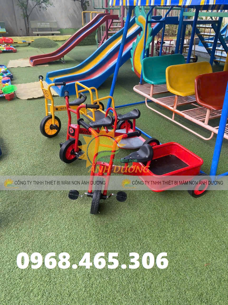 Xe đạp 3 bánh mầm non, xe đạp 3 bánh 2 chỗ ngồi, xe đạp mầm non