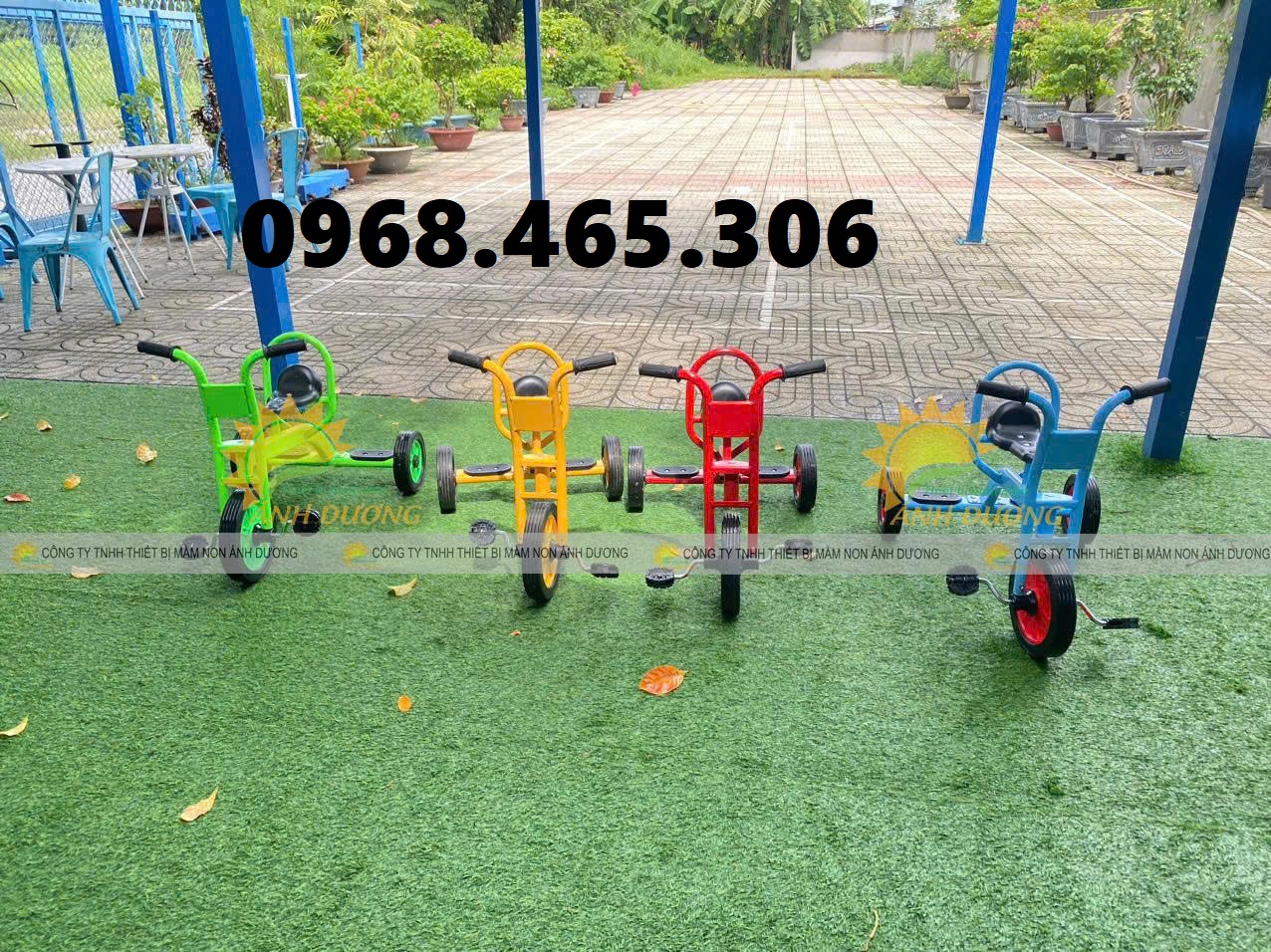Xe đạp 3 bánh mầm non, xe đạp 3 bánh 2 chỗ ngồi, xe đạp mầm non
