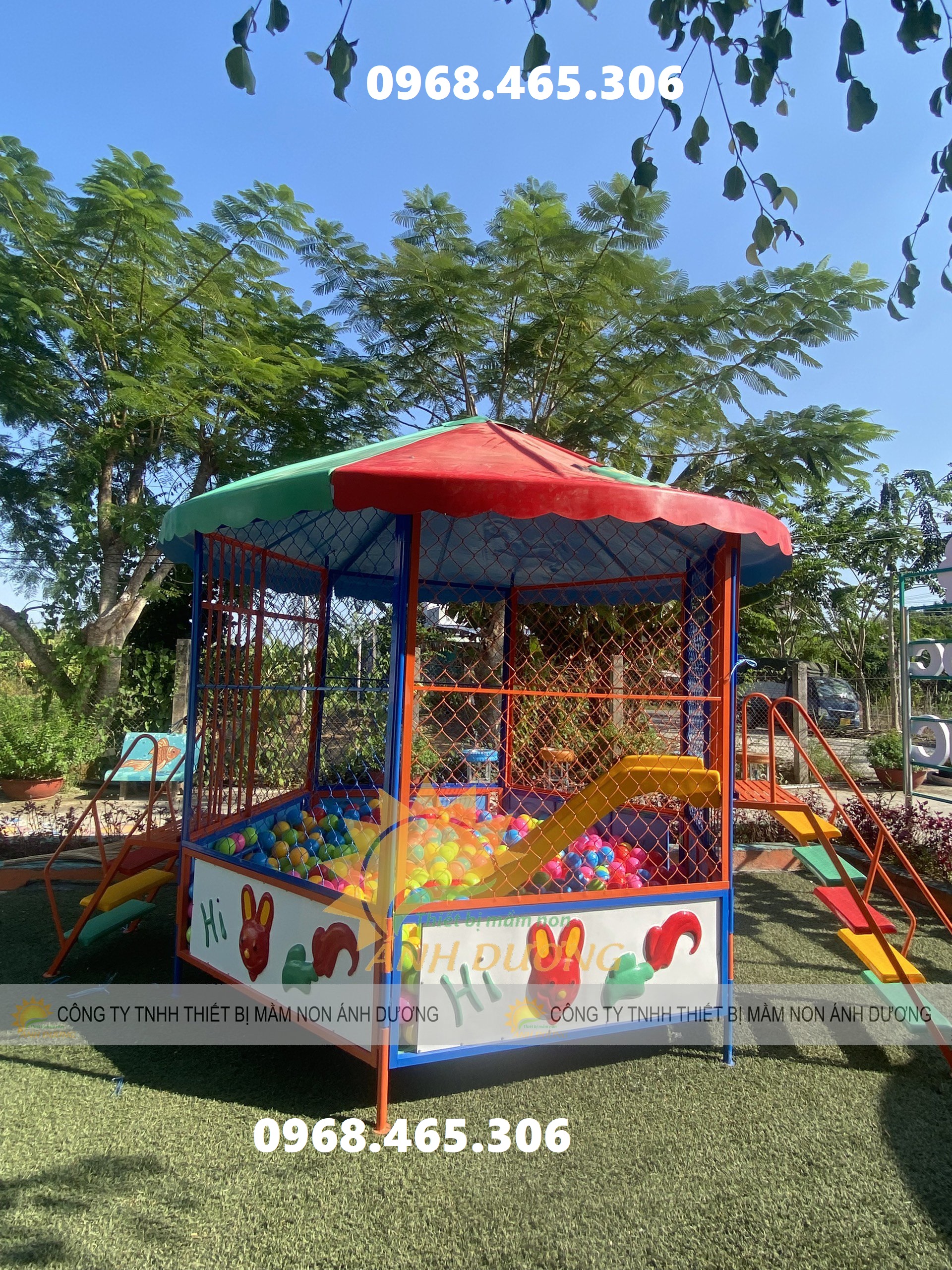 Nhà banh sắt trẻ em, nhà banh trẻ em ngoài trời, nhà banh lục giác