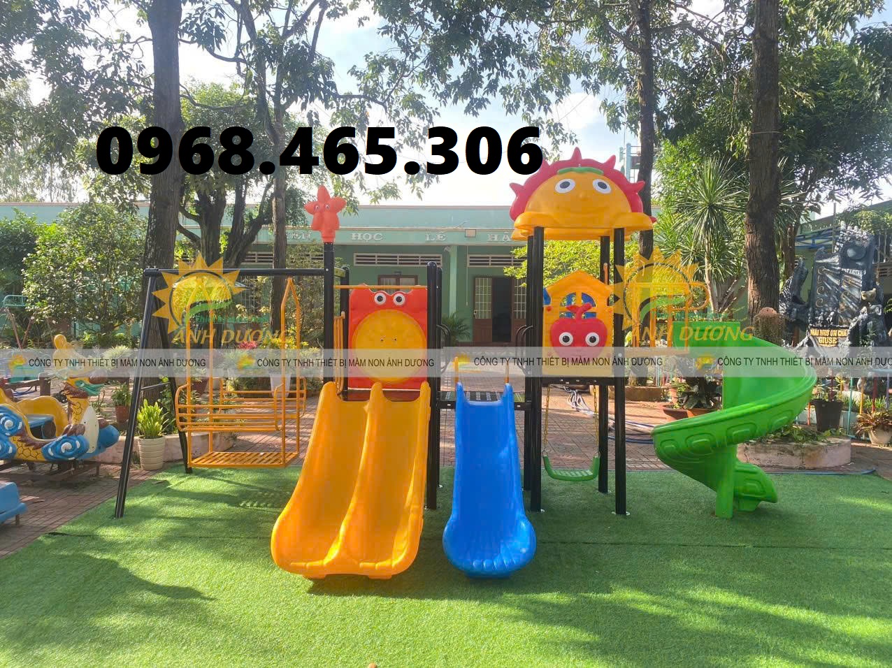 Bộ cầu trượt liên hoàn trẻ em, cầu trượt xích đu mầm non