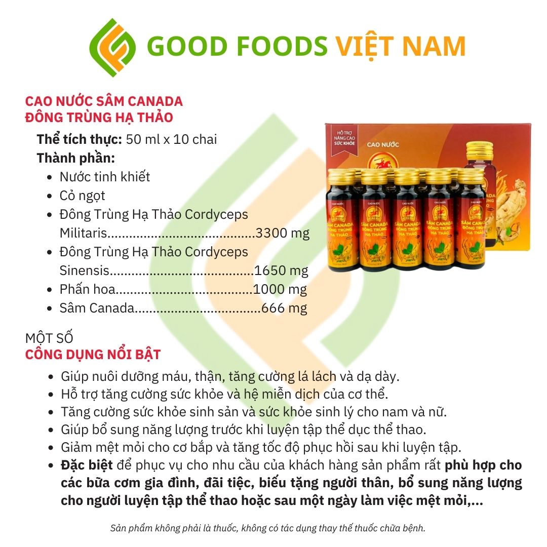 Cao Nước Sâm Canada Đông Trùng Hạ Thảo tránh suy nhược giá rẻ tại Q1