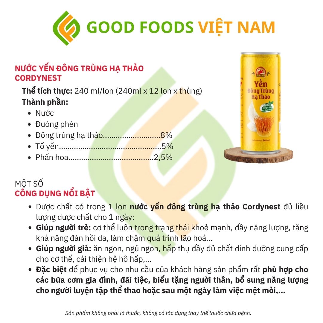 Nước Yến Đông trùng hạ thảo Cordynest giải khát giá rẻ tại Quận 1