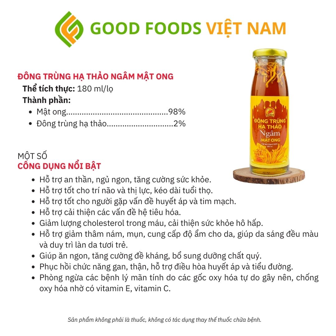 Đông Trùng Hạ Thảo Ngâm Mật Ong cho người mỡ máu freeship toàn quốc