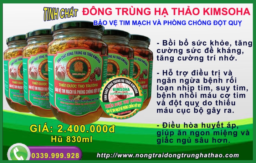 TINH CHẤT ĐÔNG TRÙNG HẠ THẢO KIMSOHA - BẢO VỆ TIM MẠCH, HUYẾT ÁP