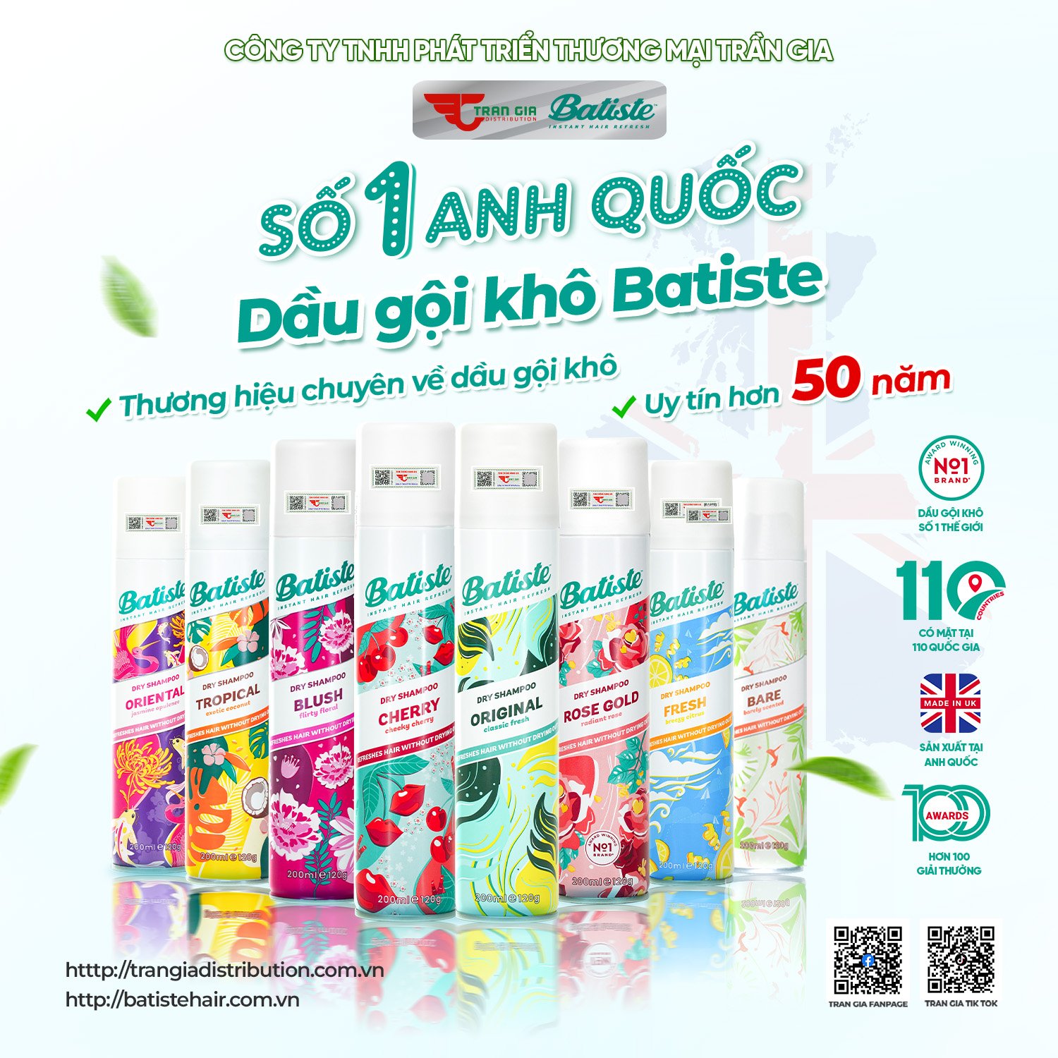 TUYỂN NPP BATISTE - DẦU GỘI KHÔ SỐ 1 THẾ GIỚI