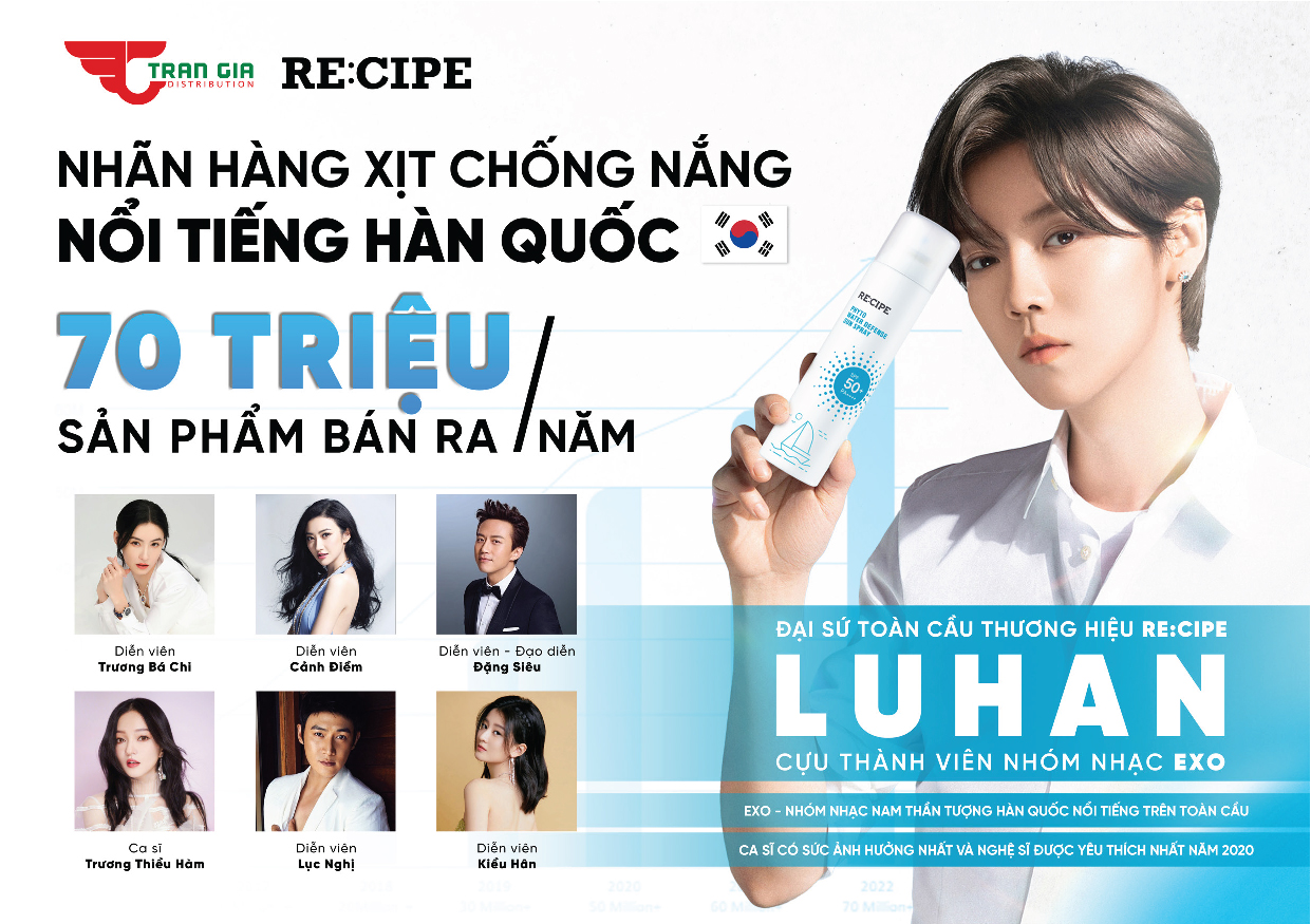 Tuyển sỉ, đại lý, npp Recipe - thương hiệu chống nắng top đầu Hàn Quốc