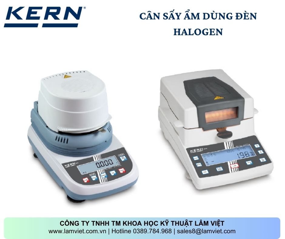 Cân sấy ẩm dùng đèn halogen hàng Kern