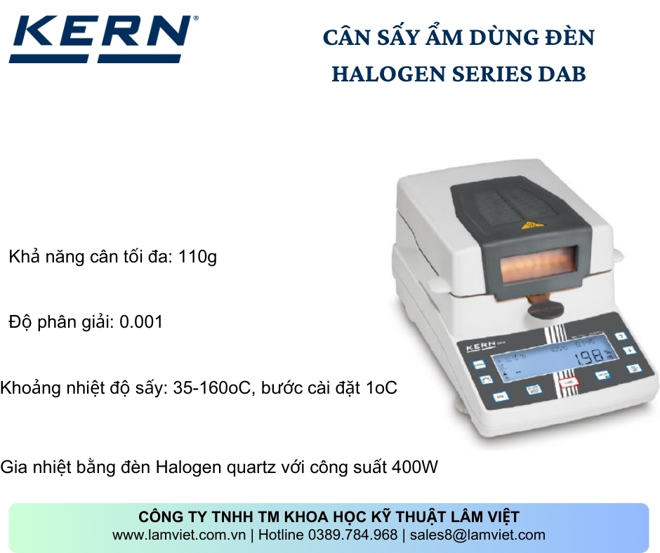 Cân sấy ẩm dùng đèn halogen hàng Kern