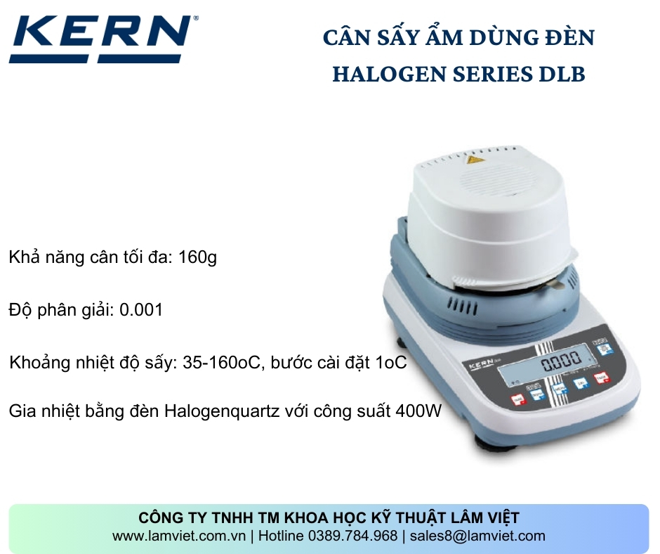 Cân sấy ẩm dùng đèn halogen hàng Kern