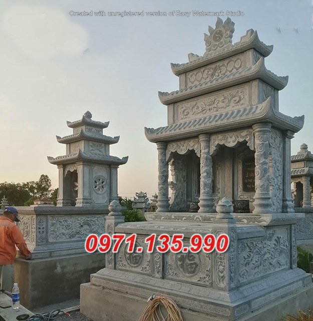 Mẫu mộ đá đôi song thân phu thê đẹp bán tại bến tre bình định phú yên