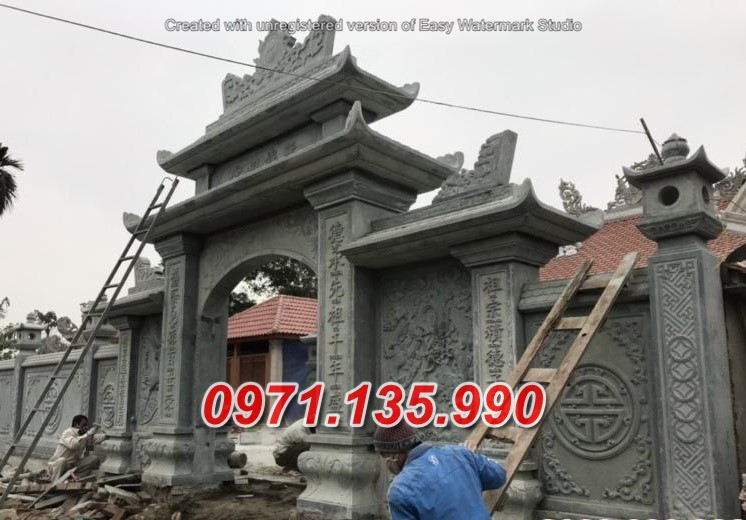 Mẫu cổng đá đẹp nhà thờ đình chùa bán tại vĩnh phúc hoà bình
