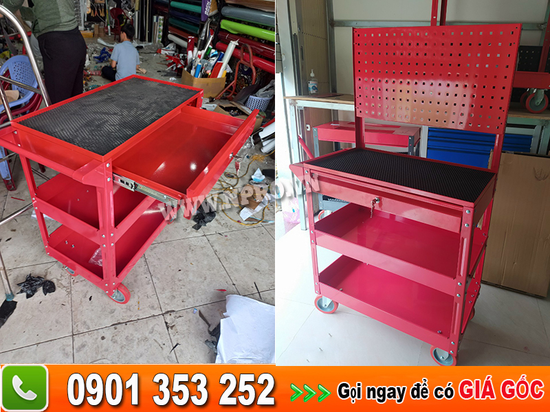 Xe đẩy đựng đồ nghề 4 ngăn kèm bảng treo