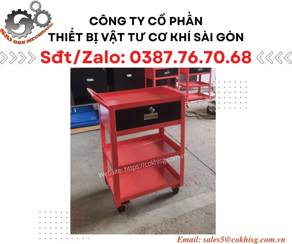 XE ĐẨY DỤNG CỤ ĐỒ NGHỀ 3 TẦNG CÓ NGĂN KÉO _ CKSG-8208