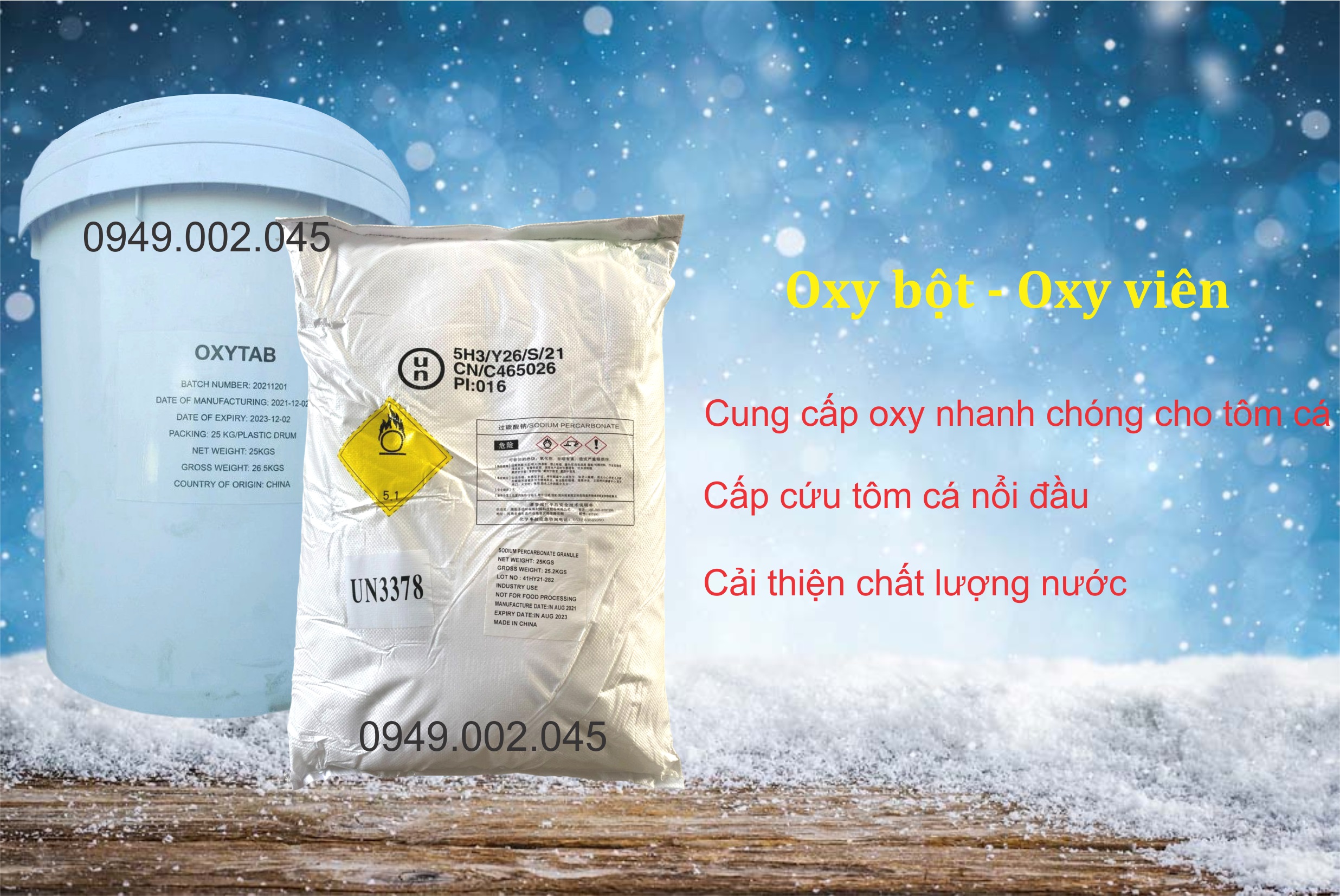 Sodium Percarbonate - Oxy bột, Oxy viên cho tôm cá