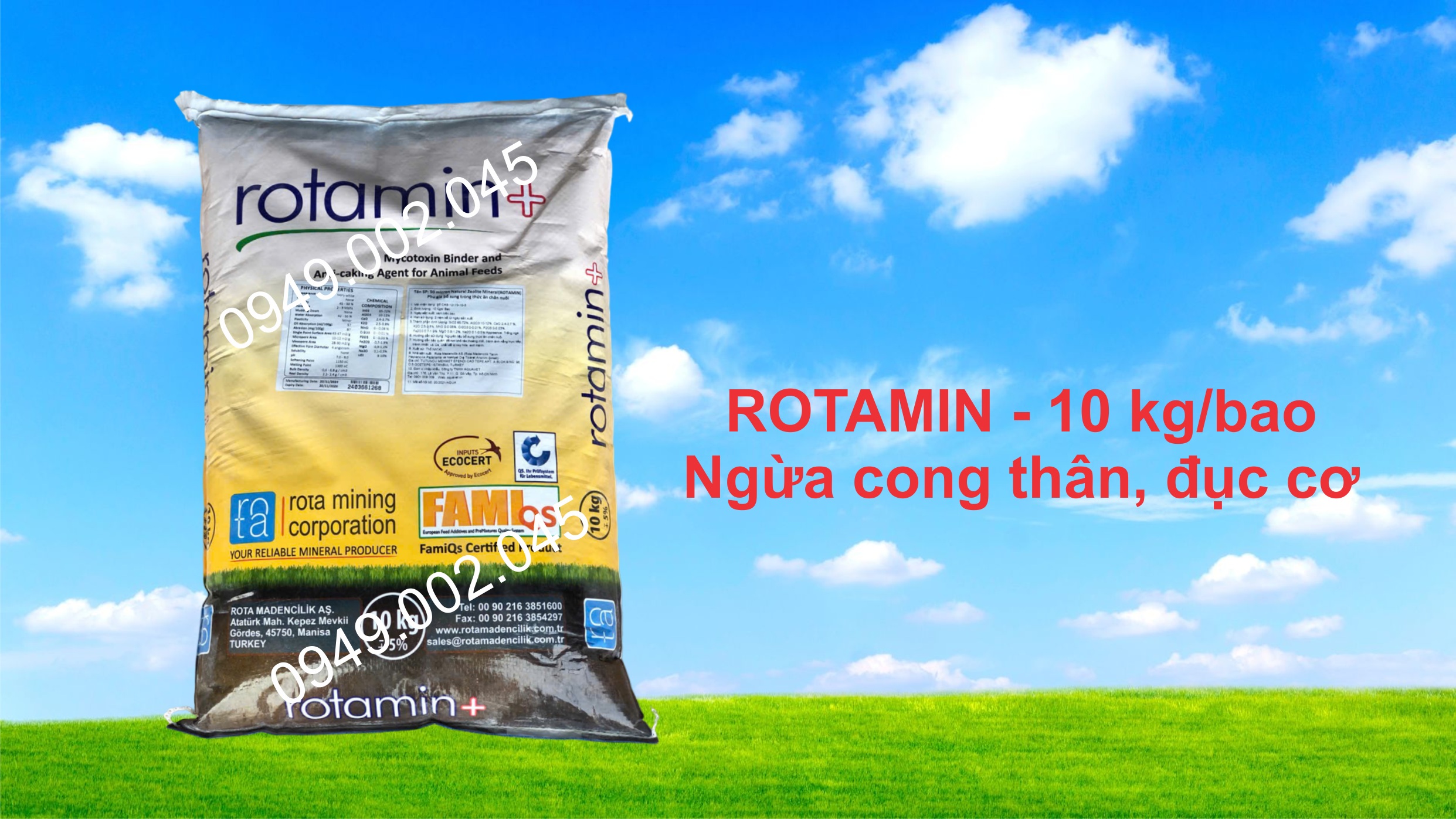 Rotamin - Khoáng trộn, khoáng tạt ngừa cong thân đục cơ trên tôm