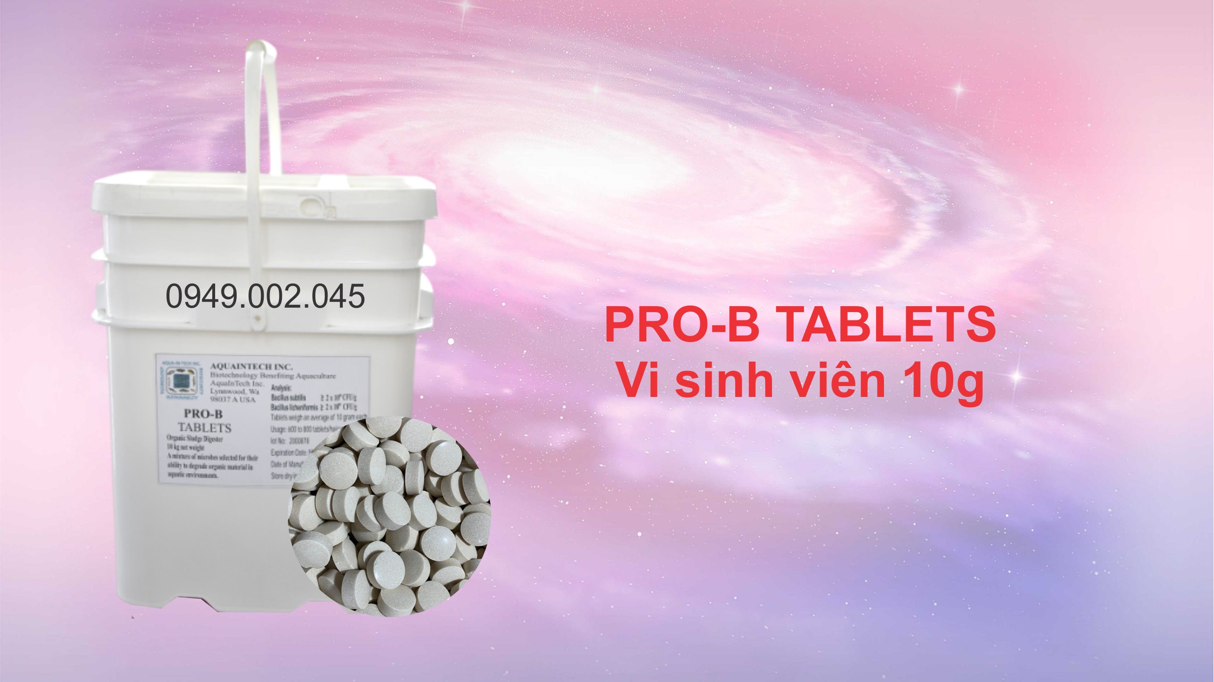 Pro - B Tablets - Vi sinh 10g làm sạch nước và đáy ao nuôi tôm cá