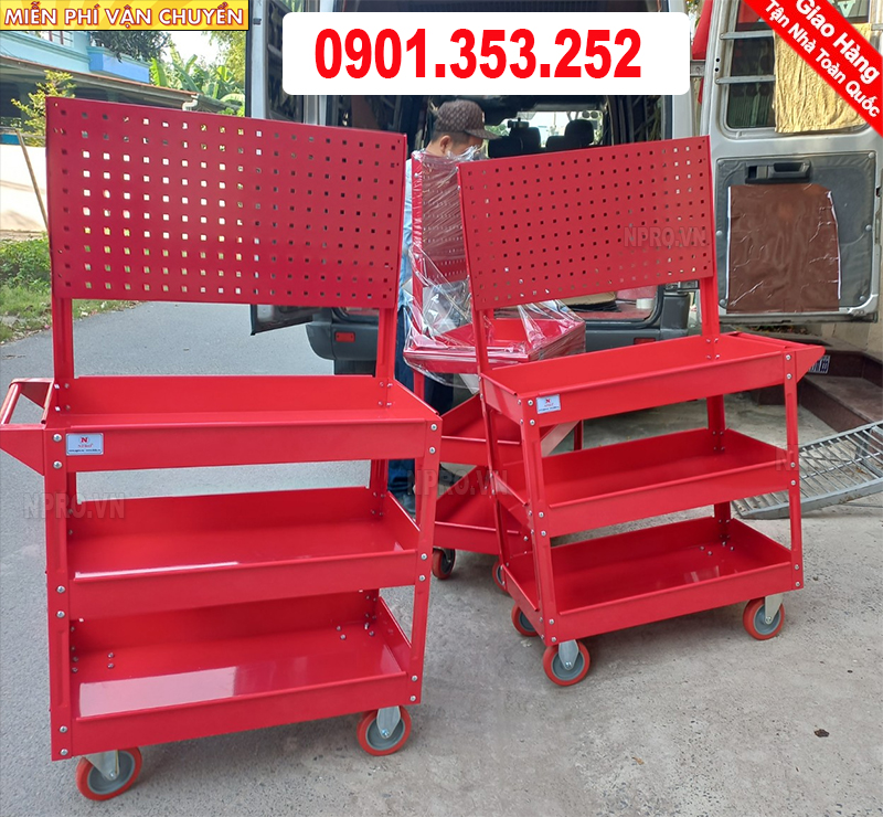 Xe đẩy 3 ngăn đựng dụng cụ thiết bị chuyên dụng