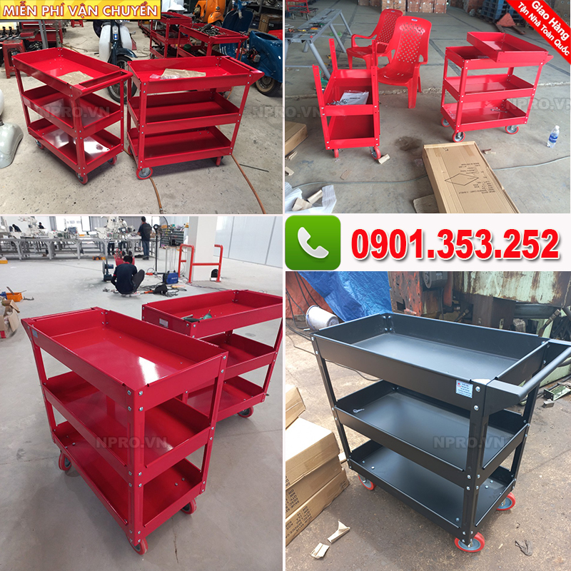 Xe đẩy 3 ngăn đựng dụng cụ thiết bị chuyên dụng