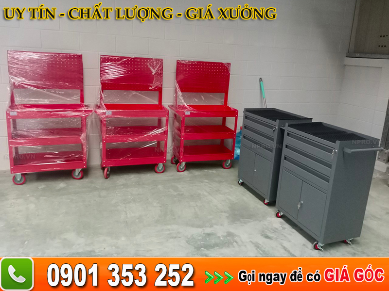 Tủ đựng đồ nghề 3 ngăn kéo khoá và 1 hộc 2 cánh khoá