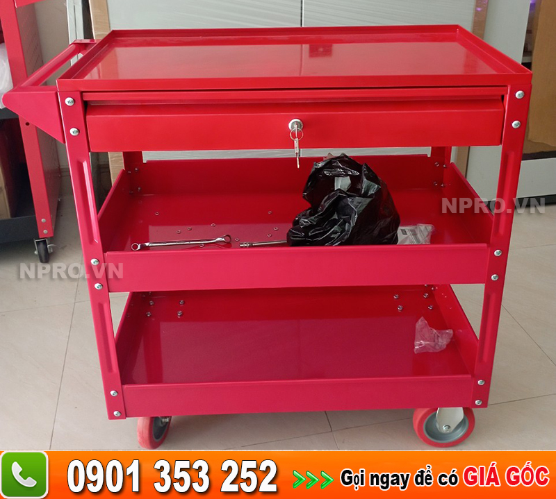 Kệ đựng đồ nghề 3 ngăn có bánh xe đẩy - 0901353252