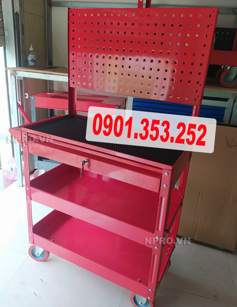 Kệ đựng đồ nghề 3 ngăn có bánh xe đẩy - 0901353252