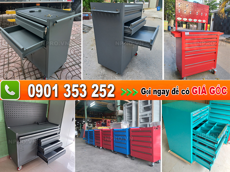 Kệ đựng đồ nghề 3 ngăn có bánh xe đẩy - 0901353252