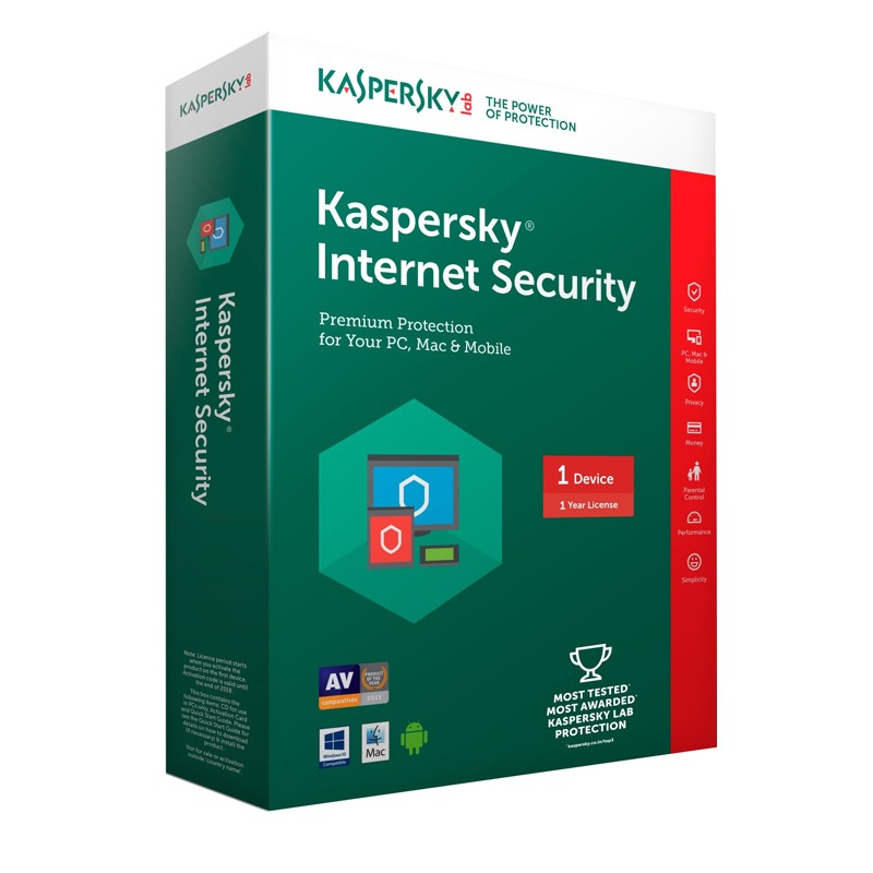 Key Phần mềm diệt virus Kaspersky Internet Security 1PC/năm