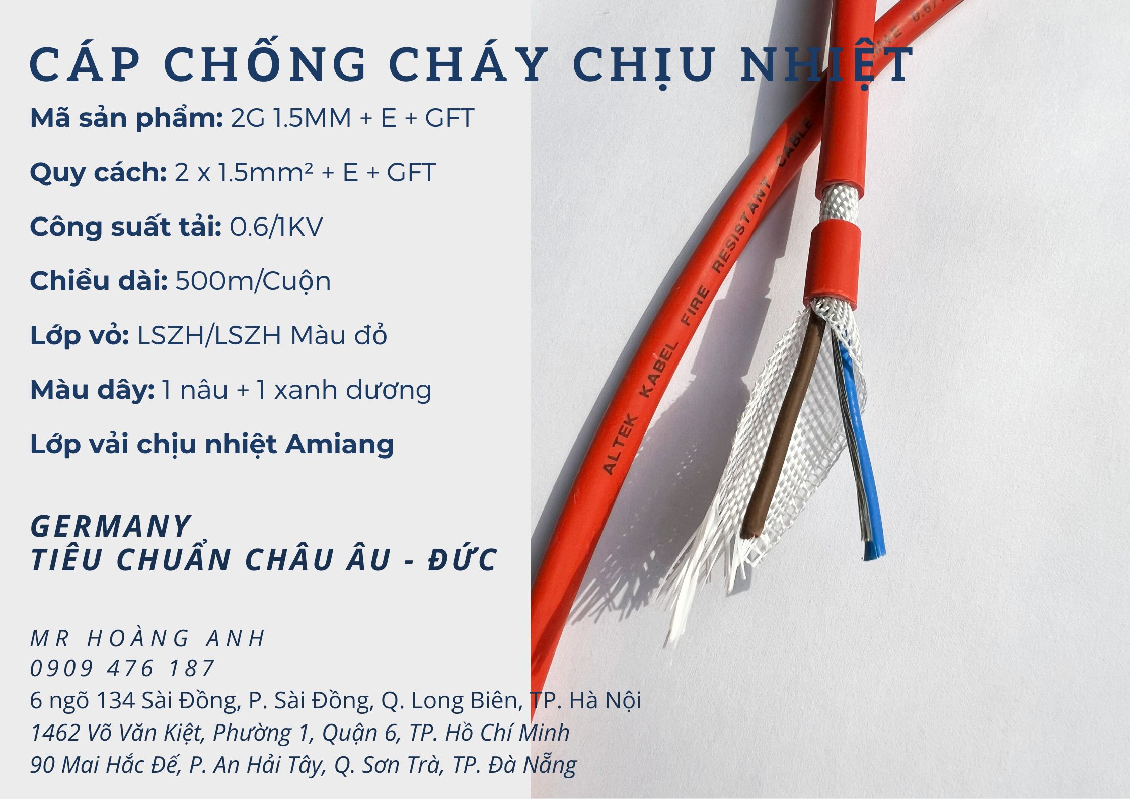 Dây cáp chống cháy Altek Kabel, dây điện chống cháy,...