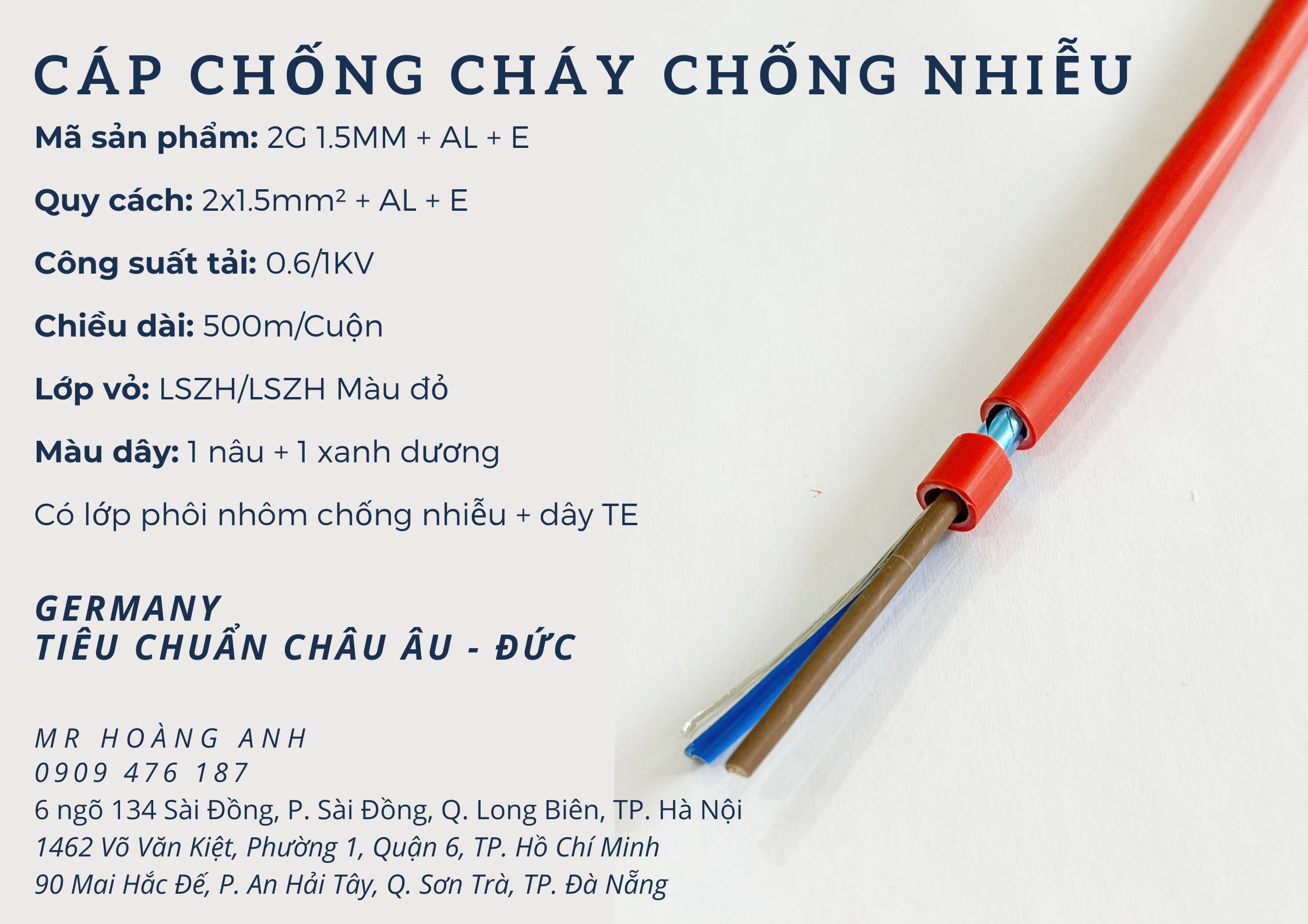 Dây cáp chống cháy chống nhiễu 2x1.5mm Altek Kabel