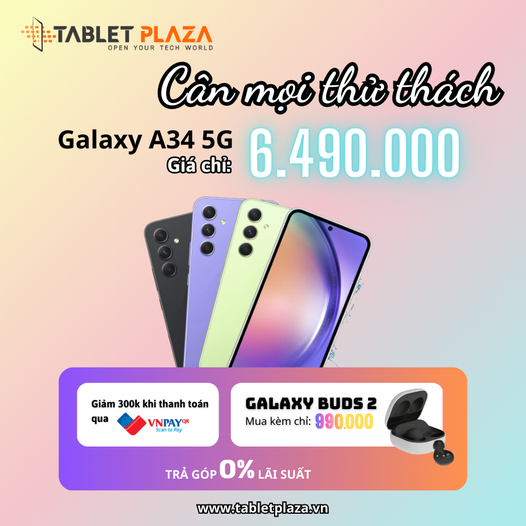 Galaxy A34 5G siêu ưu đãi tại Tablet Plaza