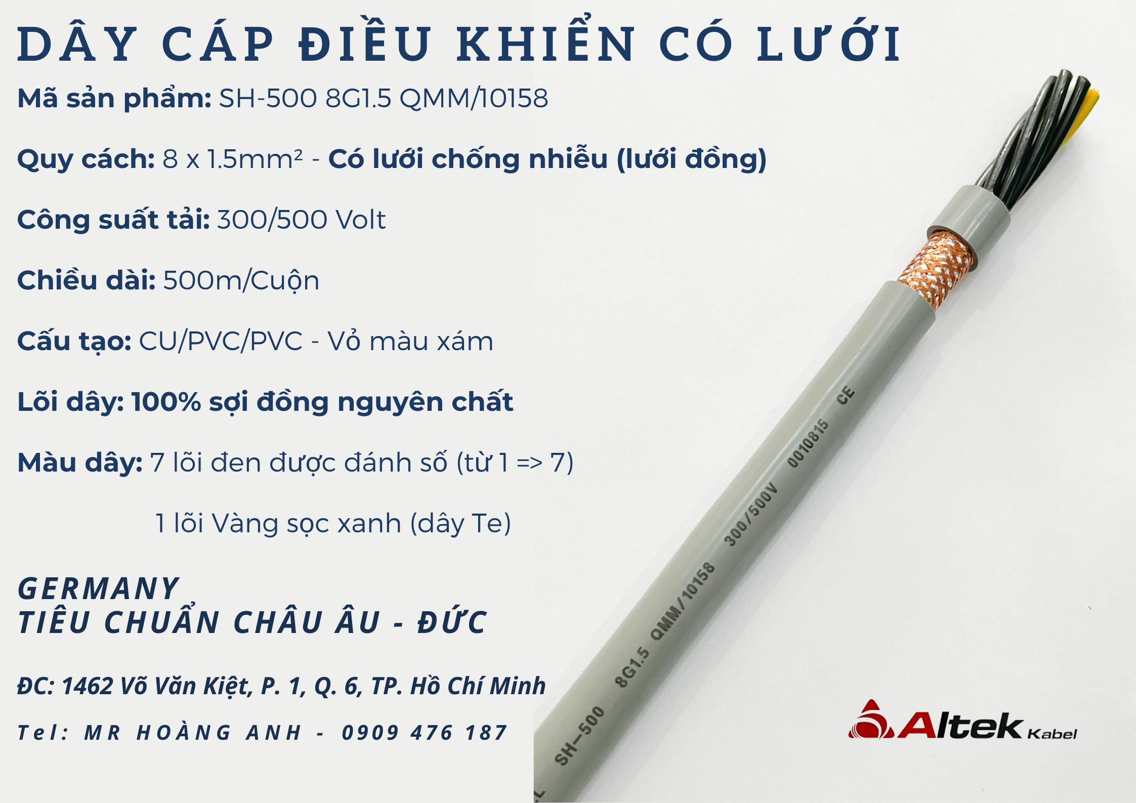 Cáp điều khiển truyền tải Altek Kabel, cáp điều khiển sh500,...