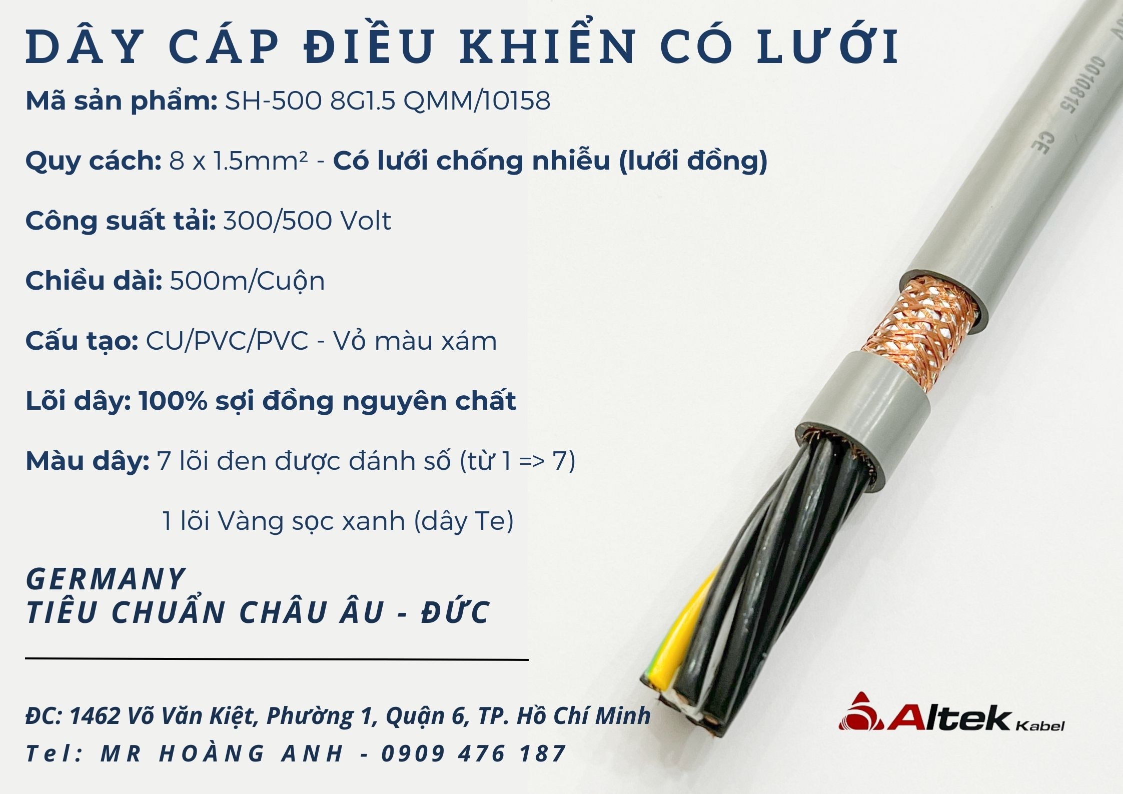 Dây điều khiển sh500 8x1.5, 8x0.5, 8x0.75, 8x1.0,...